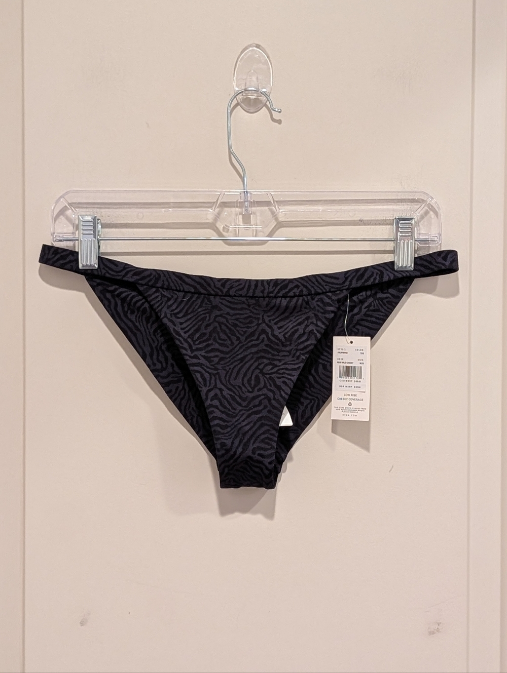 RVCA Run Wild Cheeky Black Zebra Print Bikini Bottoms Size Medium